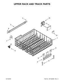 Upper Rack And Track Parts Diagram and Parts List for 66513403N413  Kenmore Dishwasher