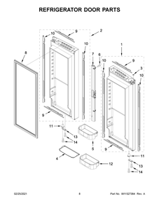 Refrigerator Door Parts Diagram and Parts List for JFC2290RTB03  Whirlpool Refrigerator