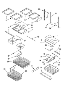 Shelf Parts Diagram and Parts List for GX5FHDXTL11  Whirlpool Refrigerator