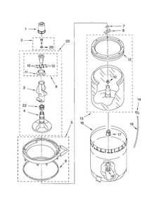Agitator/basket/tub Diagram and Parts List for LSQ9560PW2  Whirlpool Washer
