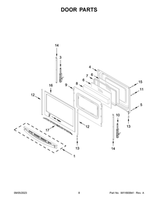 Door Parts Diagram and Parts List for WEG515S0LS4  Whirlpool Range