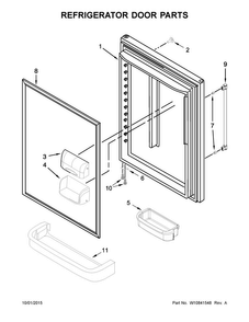 Refrigerator Door Parts Diagram and Parts List for 5GBB1958EW00  Whirlpool Refrigerator