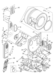 Dryer Bulkhead Parts Diagram and Parts List for 11088732796  Kenmore Washer Dryer Combo
