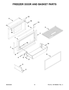 Freezer Door And Basket Parts Diagram and Parts List for KBBL306ESS05  KitchenAid Refrigerator