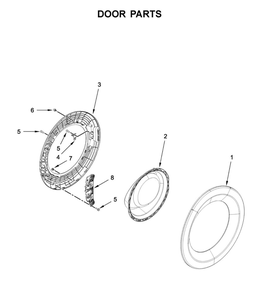 Door Parts Diagram and Parts List for 8TWFW5620HW1  Whirlpool Washer