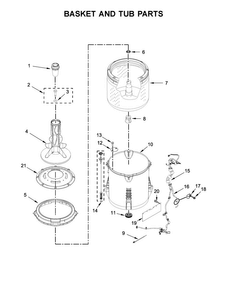 Basket And Tub Parts Diagram and Parts List for 3LWTW4705FW0  Whirlpool Washer