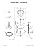 BASKET AND TUB PARTS Diagram and Parts List for CAE2763BQ0  Whirlpool Washer