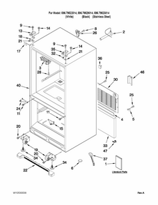 Cabinet Parts Diagram and Parts List for 59679522014  Kenmore Refrigerator