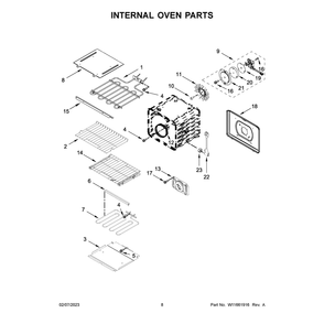 Internal Oven Diagram and Parts List for KOCE500EBS22  KitchenAid Microwave Oven Combo
