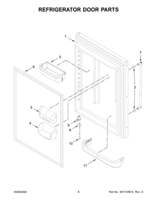 Refrigerator Door Parts Diagram and Parts List for KRBR102ESS05  KitchenAid Refrigerator