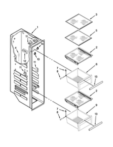 Freezer Liner Parts Diagram and Parts List for KSF26C4XYY04  KitchenAid Refrigerator