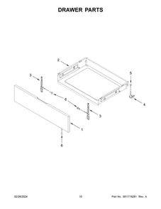 Drawer Parts Diagram and Parts List for WFES3030RS0  Whirlpool Range