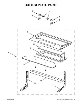 Bottom Plate Parts Diagram and Parts List for UMH50008HS0  Whirlpool Microwave