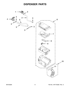04 - Dispenser Parts Diagram and Parts List for MFW7020RU0  Whirlpool Washer