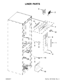 Liner Parts Diagram and Parts List for URB551WNGZ0  Whirlpool Refrigerator