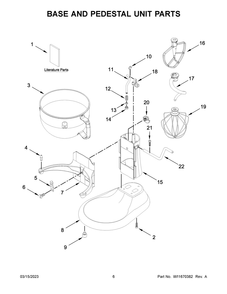 Base And Pedestal Unit Parts Diagram and Parts List for KSM55SXXXBM0  KitchenAid Mixer