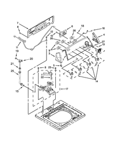 Controls And Water Inlet Parts Diagram and Parts List for 1CWTW4840YW2  Whirlpool Washer