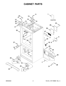 02 - Cabinet Parts Diagram and Parts List for KRMF706ESS06  Whirlpool Refrigerator