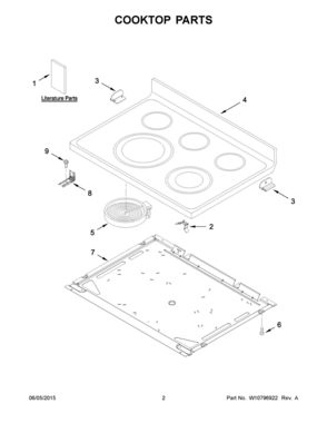 02 - COOKTOP PARTS Diagram and Parts List for YWFE540H0EB0  Whirlpool Range