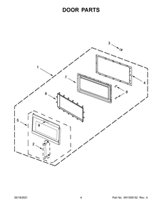 Door Parts Diagram and Parts List for KMHS120KPS01  Whirlpool Microwave Oven Combo