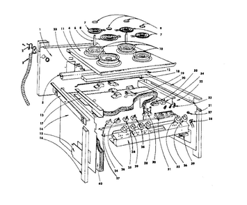 Top Section And Outer Body Parts Diagram and Parts List for 1554546641  Kenmore Range