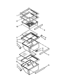 Refrigerator Shelf Parts Diagram and Parts List for WRS322FNAH00  Whirlpool Refrigerator