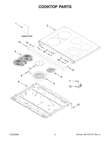 02 - Cooktop Parts Diagram and Parts List for MFES6030RZ0  Whirlpool Range