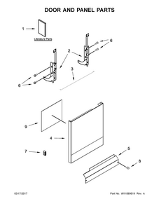 Door And Panel Parts Diagram and Parts List for IDF330PAGW0  Whirlpool Dishwasher