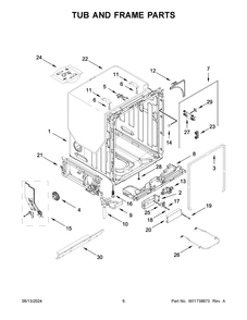 04 - Tub And Frame Parts Diagram and Parts List for WDPS7024RZ0  Whirlpool Dishwasher