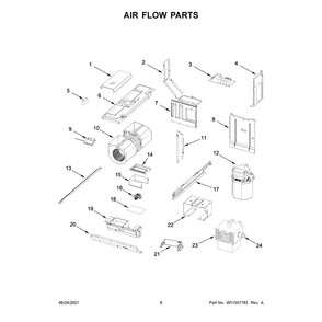 Air Flow Parts Diagram and Parts List for WML55011HW07  Whirlpool Microwave