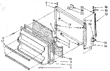 Freezer Door Diagram and Parts List for ET16AKXSN01  Whirlpool Refrigerator