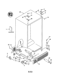Cabinet Diagram and Parts List for KSRB25FKBL02  KitchenAid Refrigerator