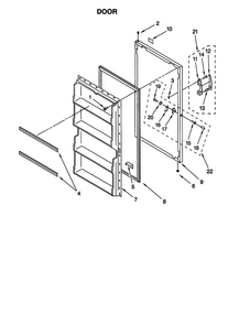 Door Diagram and Parts List for EV120FXG06  Whirlpool Freezer