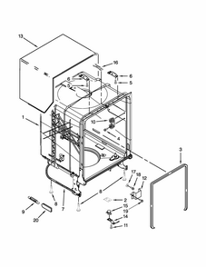 Tub And Frame Parts Diagram and Parts List for 66513032K115  Kenmore Dishwasher