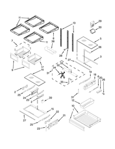 Shelf Parts Diagram and Parts List for KFIV29PCMS01  KitchenAid Refrigerator