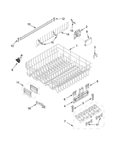 Upper Rack And Track Parts Diagram and Parts List for KDFE454CSS4  KitchenAid Dishwasher