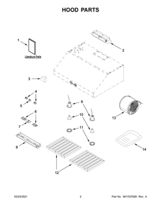 Hood Parts Diagram and Parts List for KVUC600JSS1  Whirlpool Range Hood