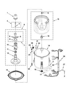 Basket And Tub Parts Diagram and Parts List for 11021102013  Kenmore Washer