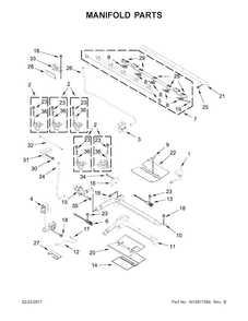 Manifold Parts Diagram and Parts List for WGG745S0FE00  Whirlpool Range