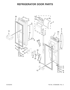 Refrigerator Door Parts Diagram and Parts List for WRX988SIBW01  Whirlpool Refrigerator