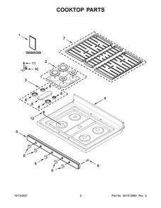 Cooktop Parts Diagram and Parts List for WFG525S0JB2  Whirlpool Range