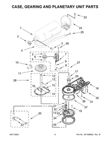 04 - Case, Gearing And Planetary Unit Parts Diagram and Parts List for KSM150PSTGR5  Whirlpool Mixer