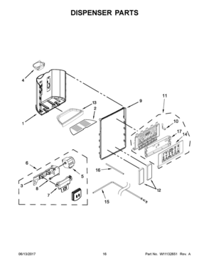 09 - DISPENSER PARTS Diagram and Parts List for WRS586FLDW03  Whirlpool Refrigerator