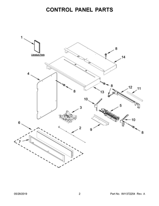 Control Panel Parts Diagram and Parts List for WOCA7EC0HZ03  Whirlpool Microwave Oven Combo