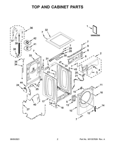 Top And Cabinet Parts Diagram and Parts List for WFC682CLW0  Whirlpool Washer Dryer Combo