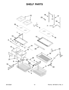 Shelf Parts Diagram and Parts List for KRBL109ESS03  Whirlpool Refrigerator