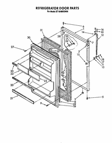 Refrigerator Door Diagram and Parts List for S22QFWH00  Whirlpool Refrigerator