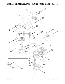 04 - Case, Gearing And Planetary Unit Parts Diagram and Parts List for 5KSM150PSABM5  Whirlpool Mixer