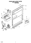 DOOR AND LATCH PARTS Diagram and Parts List for KUDK01ILBS1  KitchenAid Dishwasher