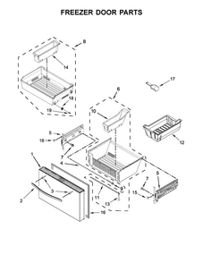 Freezer Door Parts Diagram and Parts List for WRV986FDEM00  Whirlpool Refrigerator